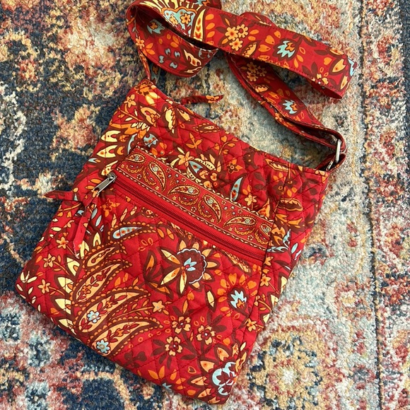 Orange Red Bright Blue Quilted Crossbody Bag - Picture 12 of 16